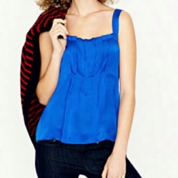 J. CREW 💯% SILK COBALT BLUE TANK TOP BLOUSE 6 S M - Picture 1 of 10